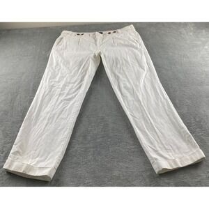 American Eagle White Cotton Wide Leg Trousers Pants Cuffed Size 18 Regular